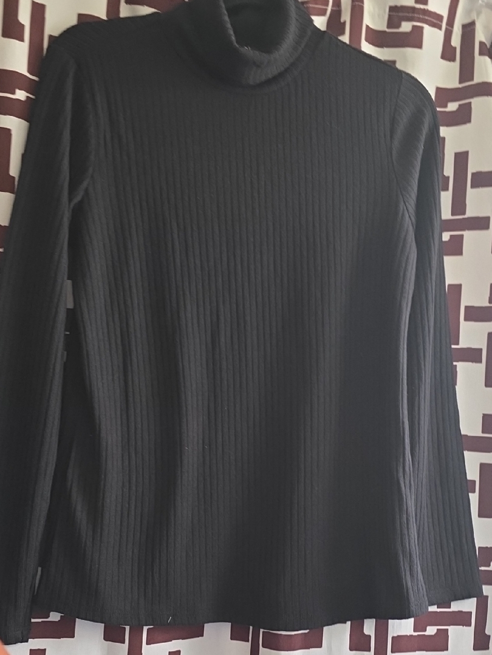 IMAN Black Ribbed Knit Turtleneck